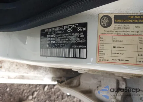 2010 Mercedes-Benz C 300 Luxury 4Matic/Sport 4Matic из США, поврежденный, VIN WDDGF8BB2AF503737